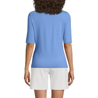 Women's Elbow Sleeve Crewneck Garden Tee- Sunshade UPF 50 Quick Dry