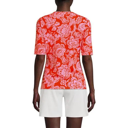 Women's Elbow Sleeve Crewneck Garden Tee- Sunshade UPF 50 Quick Dry