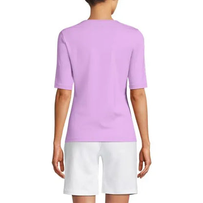 Women's Elbow Sleeve Crewneck Garden Tee- Sunshade UPF 50 Quick Dry