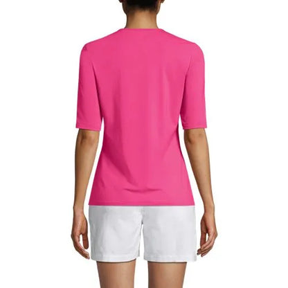 Women's Elbow Sleeve Crewneck Garden Tee- Sunshade UPF 50 Quick Dry