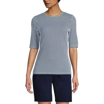 Women's Elbow Sleeve Crewneck Garden Tee- Sunshade UPF 50 Quick Dry