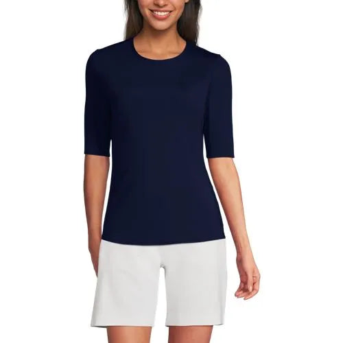 Women's Elbow Sleeve Crewneck Garden Tee- Sunshade UPF 50 Quick Dry