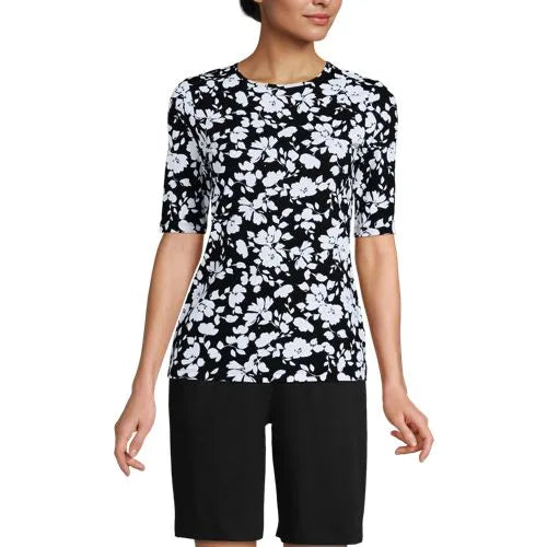 Women's Elbow Sleeve Crewneck Garden Tee- Sunshade UPF 50 Quick Dry