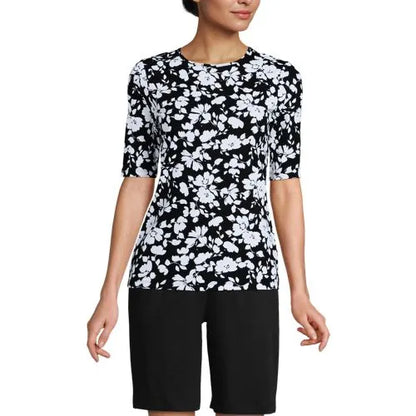 Women's Elbow Sleeve Crewneck Garden Tee- Sunshade UPF 50 Quick Dry