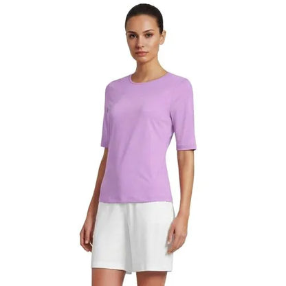Women's Elbow Sleeve Crewneck Garden Tee- Sunshade UPF 50 Quick Dry