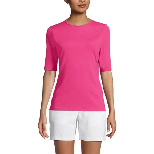Women's Elbow Sleeve Crewneck Garden Tee- Sunshade UPF 50 Quick Dry