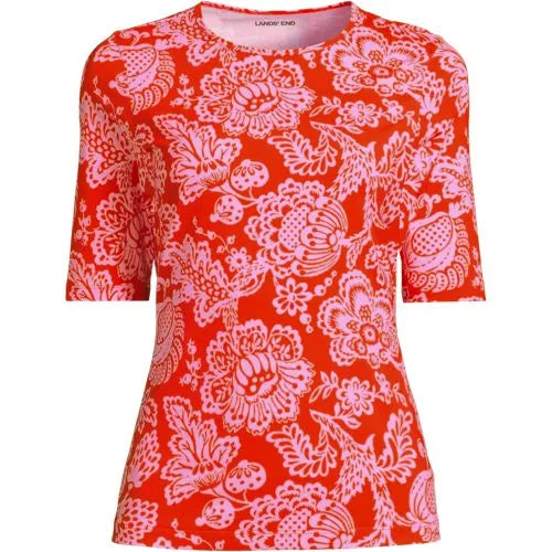 Women's Elbow Sleeve Crewneck Garden Tee- Sunshade UPF 50 Quick Dry