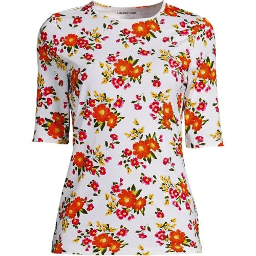 Women's Elbow Sleeve Crewneck Garden Tee- Sunshade UPF 50 Quick Dry