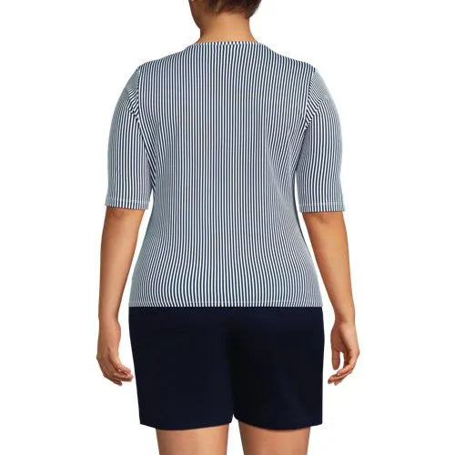 Women's Elbow Sleeve Crewneck Garden Tee- Sunshade UPF 50 Quick Dry