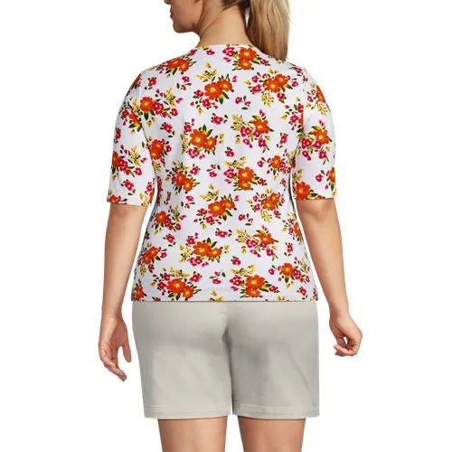 Women's Elbow Sleeve Crewneck Garden Tee- Sunshade UPF 50 Quick Dry