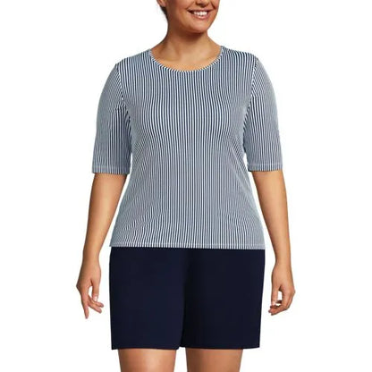 Women's Elbow Sleeve Crewneck Garden Tee- Sunshade UPF 50 Quick Dry