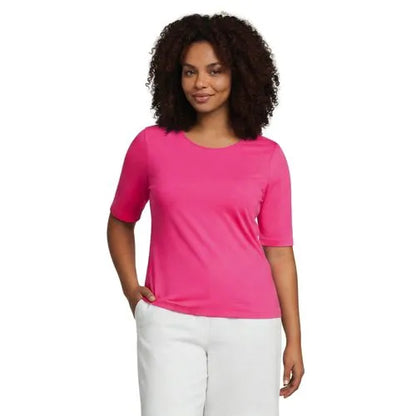 Women's Elbow Sleeve Crewneck Garden Tee- Sunshade UPF 50 Quick Dry