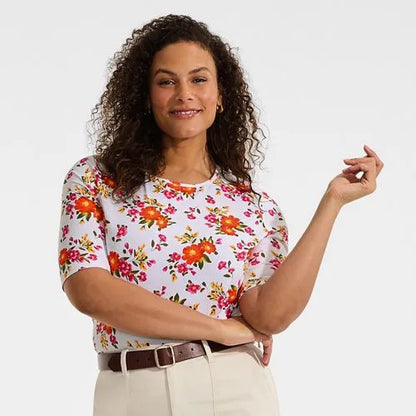 Women's Elbow Sleeve Crewneck Garden Tee- Sunshade UPF 50 Quick Dry