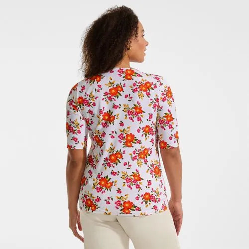 Women's Elbow Sleeve Crewneck Garden Tee- Sunshade UPF 50 Quick Dry