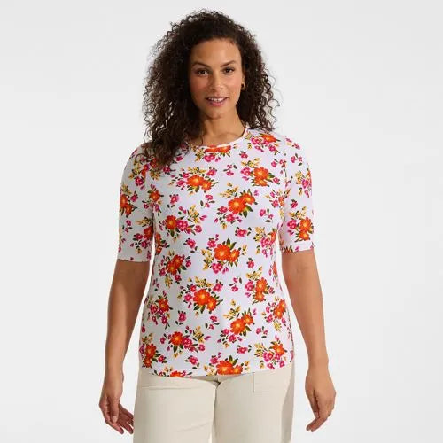 Women's Elbow Sleeve Crewneck Garden Tee- Sunshade UPF 50 Quick Dry