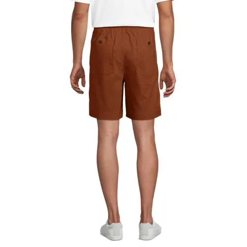 Men's 7" Linen Cotton Elastic Waist Short