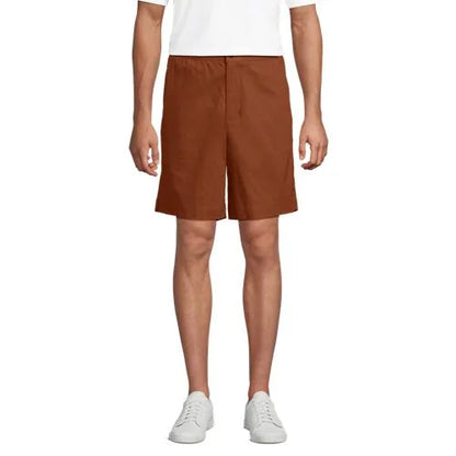 Men's 7" Linen Cotton Elastic Waist Short