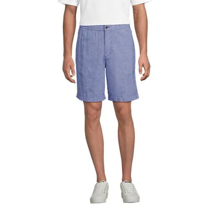 Men's 7" Linen Cotton Elastic Waist Short