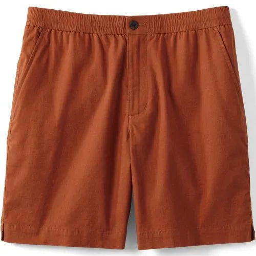 Men's 7" Linen Cotton Elastic Waist Short