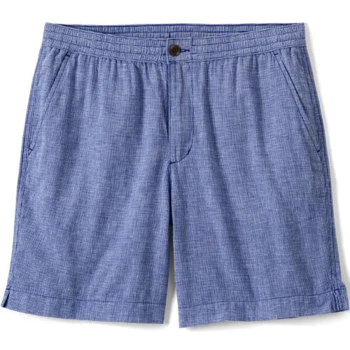 Men's 7" Linen Cotton Elastic Waist Short