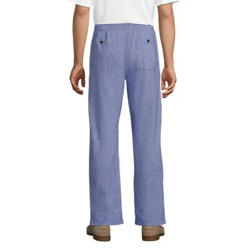Men's Linen Cotton Elastic Waist Pant
