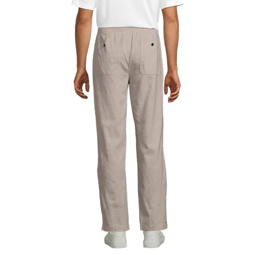 Men's Linen Cotton Elastic Waist Pant