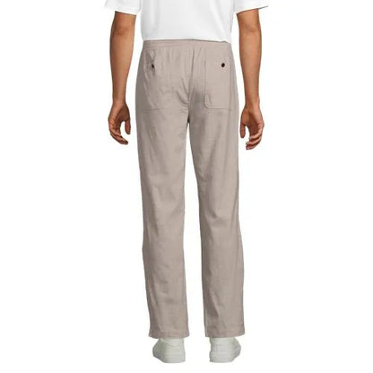 Men's Linen Cotton Elastic Waist Pant