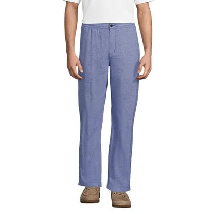 Men's Linen Cotton Elastic Waist Pant