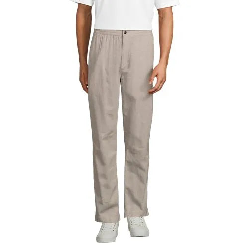 Men's Linen Cotton Elastic Waist Pant