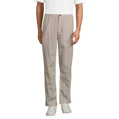 Men's Linen Cotton Elastic Waist Pant