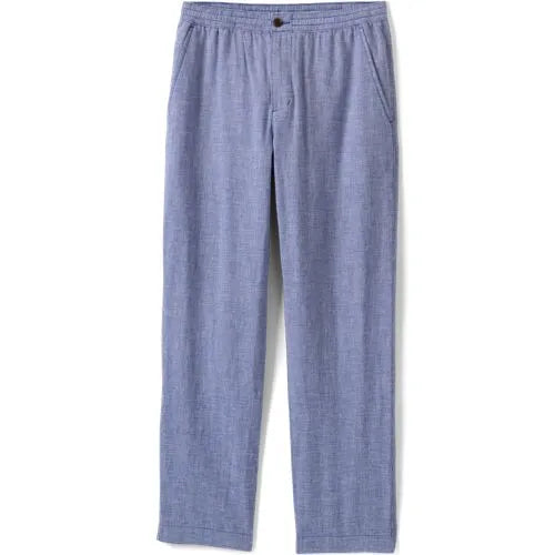 Men's Linen Cotton Elastic Waist Pant