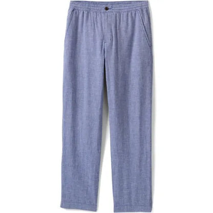 Men's Linen Cotton Elastic Waist Pant