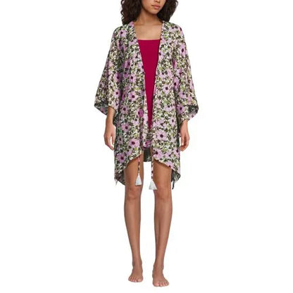Women's Cotton Tie Front Kimono Cover Up
