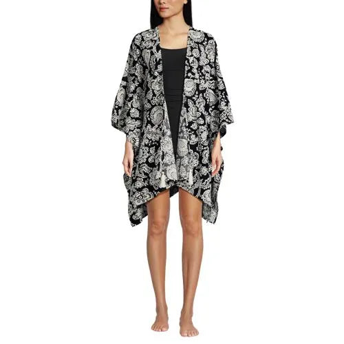 Women's Cotton Tie Front Kimono Cover Up