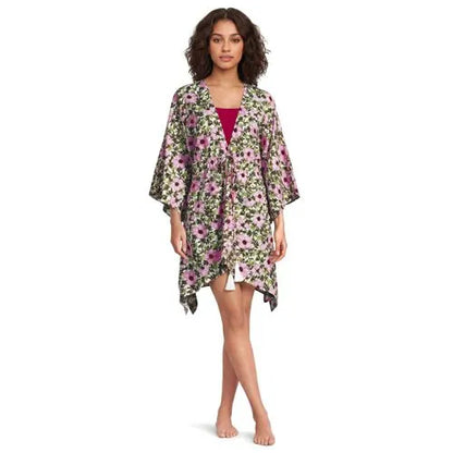 Women's Cotton Tie Front Kimono Cover Up