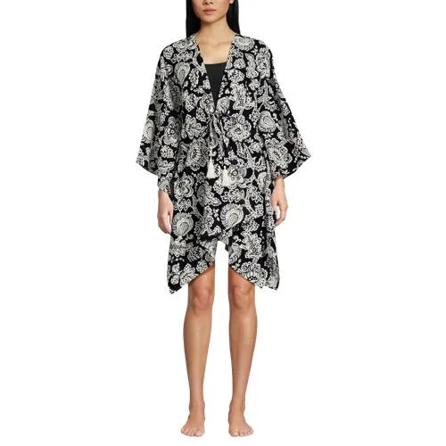 Women's Cotton Tie Front Kimono Cover Up