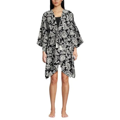 Women's Cotton Tie Front Kimono Cover Up