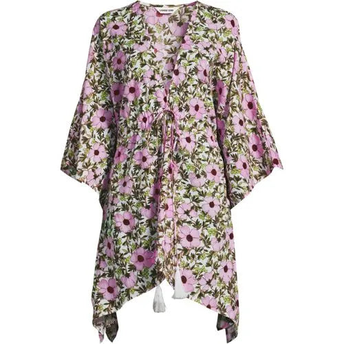 Women's Cotton Tie Front Kimono Cover Up