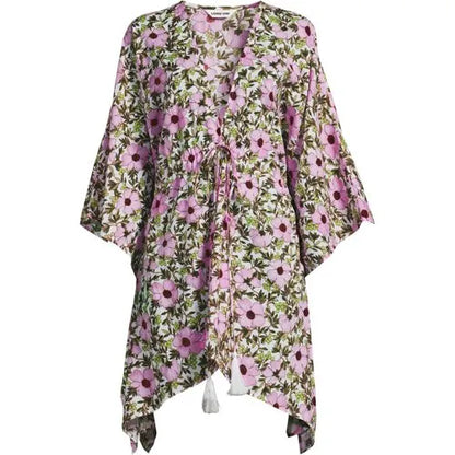 Women's Cotton Tie Front Kimono Cover Up