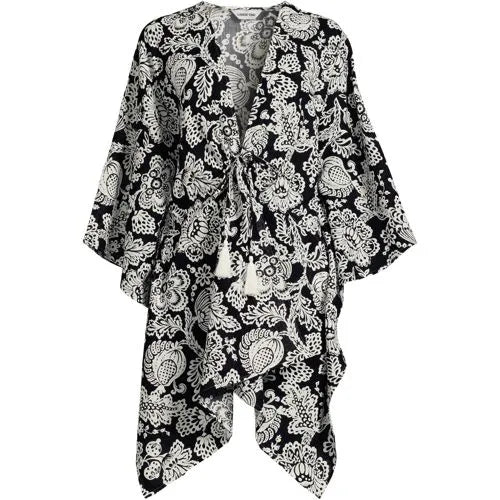 Women's Cotton Tie Front Kimono Cover Up
