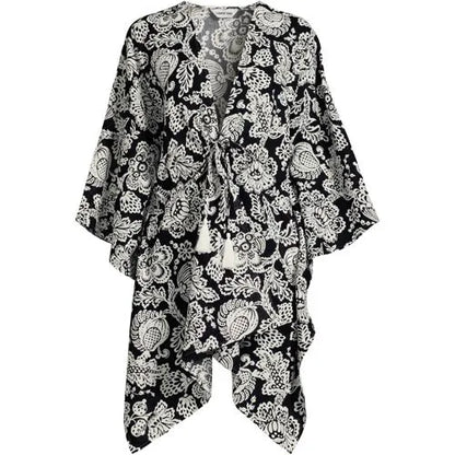 Women's Cotton Tie Front Kimono Cover Up