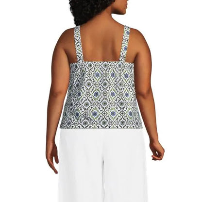 Women's Poplin Square Neck Sleeveless Shell