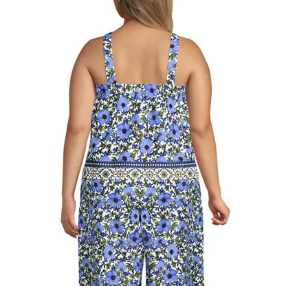 Women's Poplin Square Neck Sleeveless Shell
