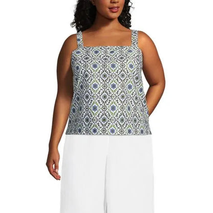 Women's Poplin Square Neck Sleeveless Shell