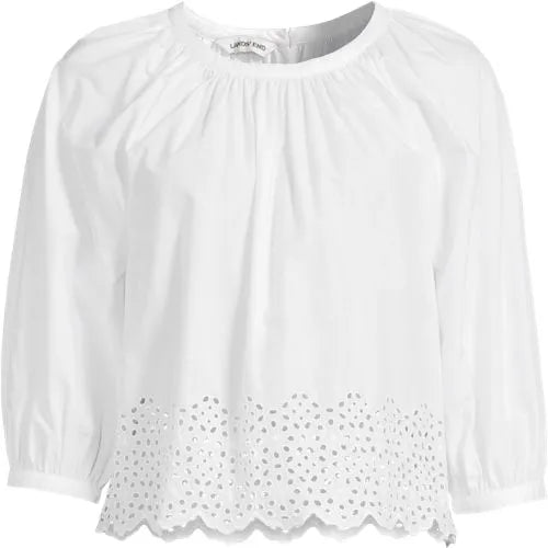 Women's Gathered Eyelet Top