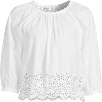 Women's Gathered Eyelet Top