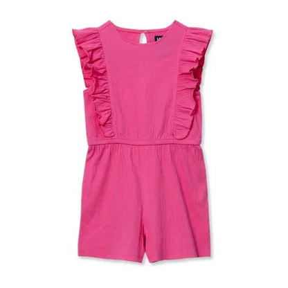 Girls Sleeveless Ruffle Knit Romper