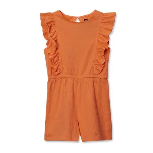 Girls Sleeveless Ruffle Knit Romper