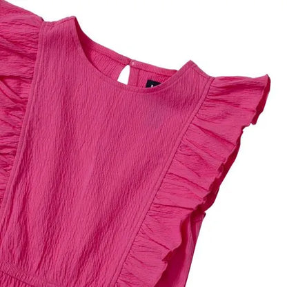 Girls Sleeveless Ruffle Knit Romper