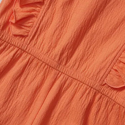 Girls Sleeveless Ruffle Knit Romper